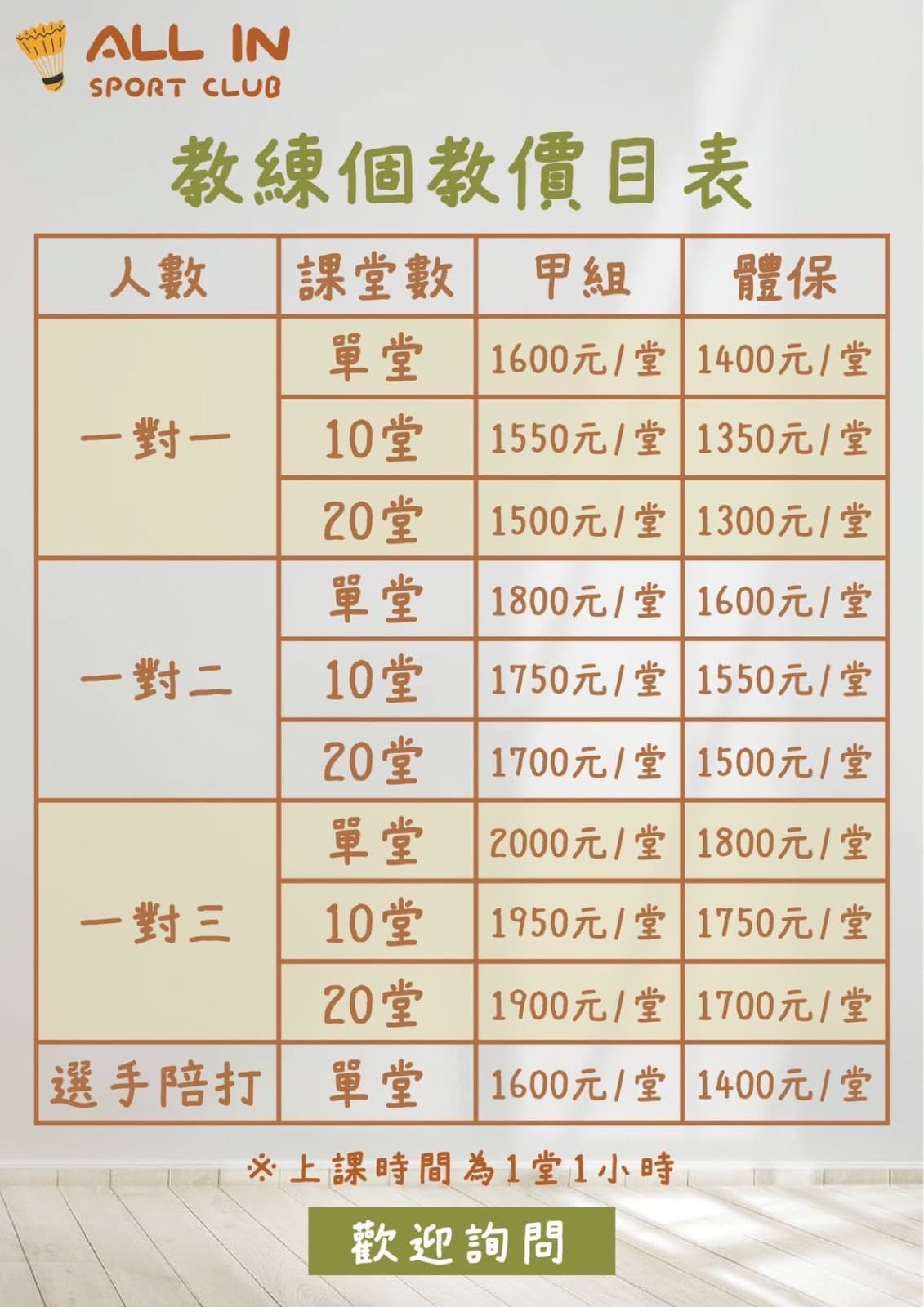 教練個教價目表